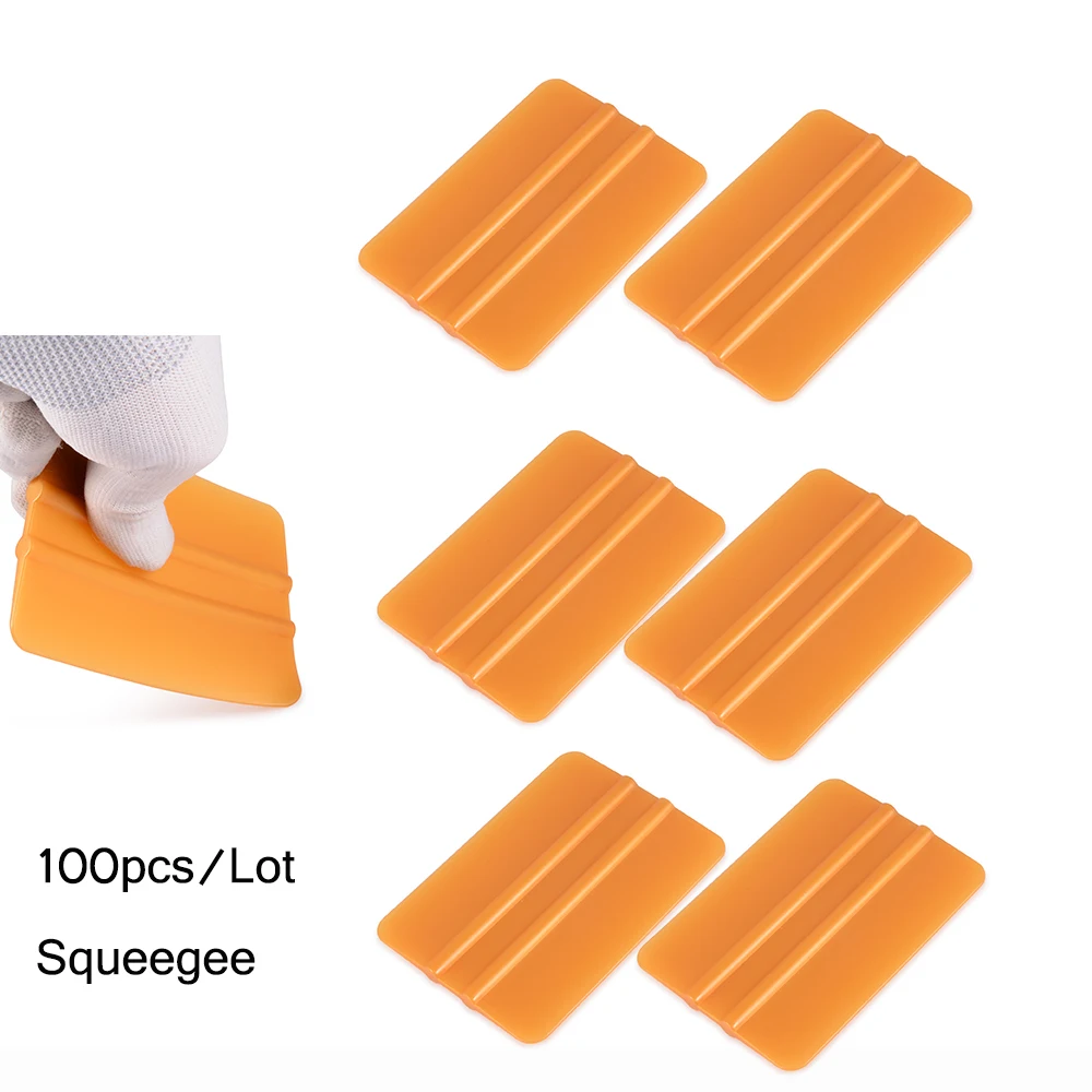 100Pcs Gold Plastic Squeegee 3D Carbon Fiber Vinyl Film Wrapping